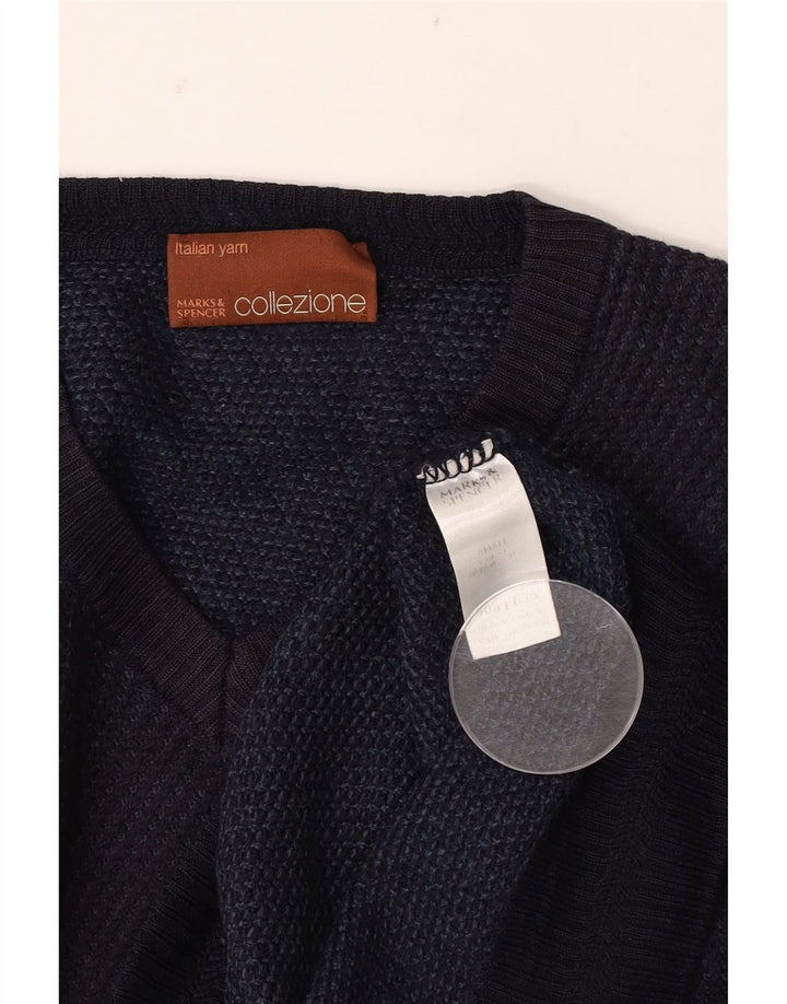 Marks & Spencer Herren-Pullover mit V-Ausschnitt, Größe S, Marineblau