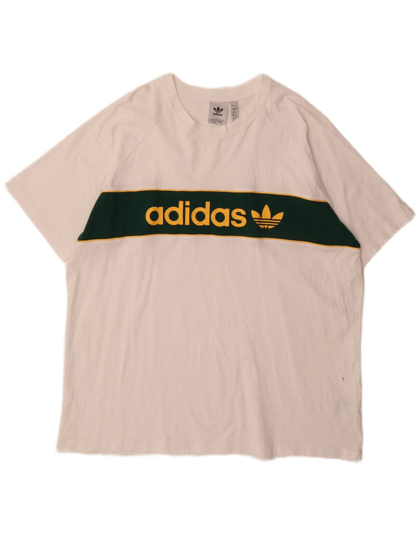 Adidas Herren Grafik T-Shirt Top 2XL Weiß Colourblock Baumwolle