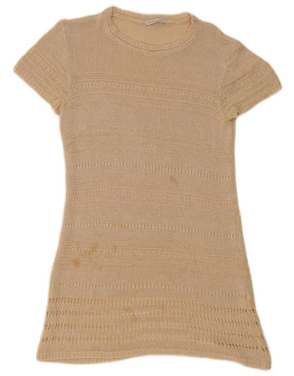 Kurzärmliges, übergroßes Pulloverkleid von Zara für Damen, Gr. 10, Small, Beige, Acryl