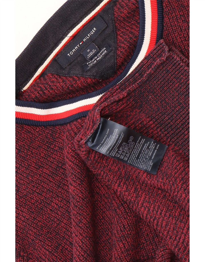 Tommy Hilfiger Herren-Pullover mit Rundhalsausschnitt, mittelgroß, Burgunderrot meliert