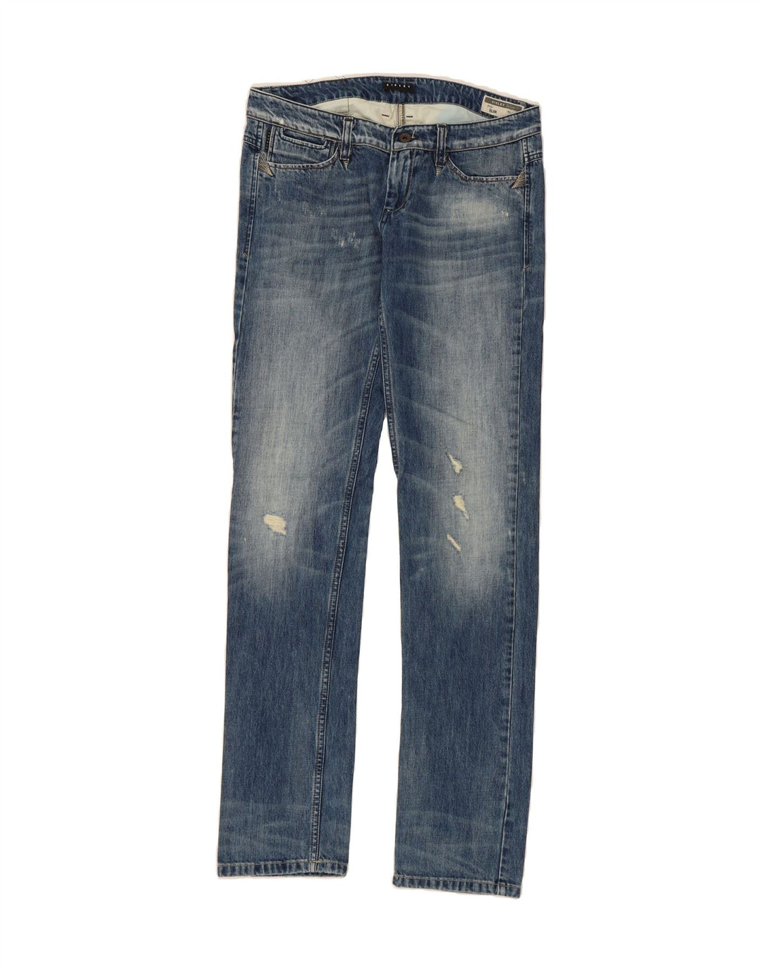SISLEY Womens Distressed Slim Jeans W30 L34 Blue Cotton Vintage Sisley and Second-Hand Sisley from Messina Hembry 