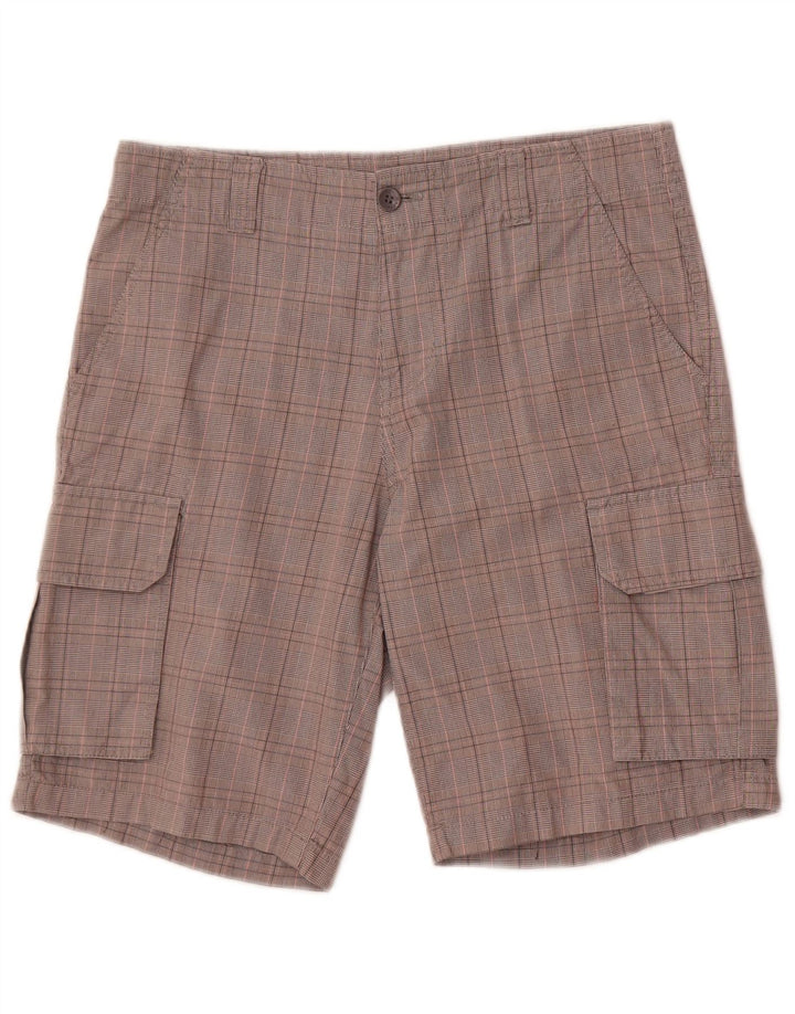 Kappa Herren Perfect Fit Cargo Shorts IT 46 Small W32 Grau karierte Baumwolle