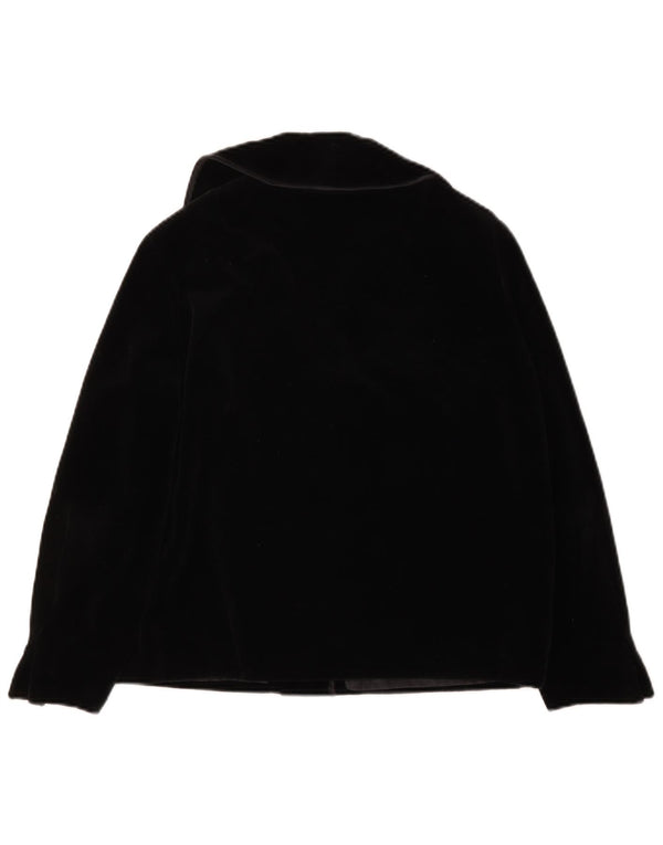 Vintage Damen 4-Knopf-Samt-Blazerjacke UK 14 Large Schwarz