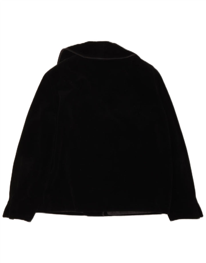 Vintage Damen 4-Knopf-Samt-Blazerjacke UK 14 Large Schwarz
