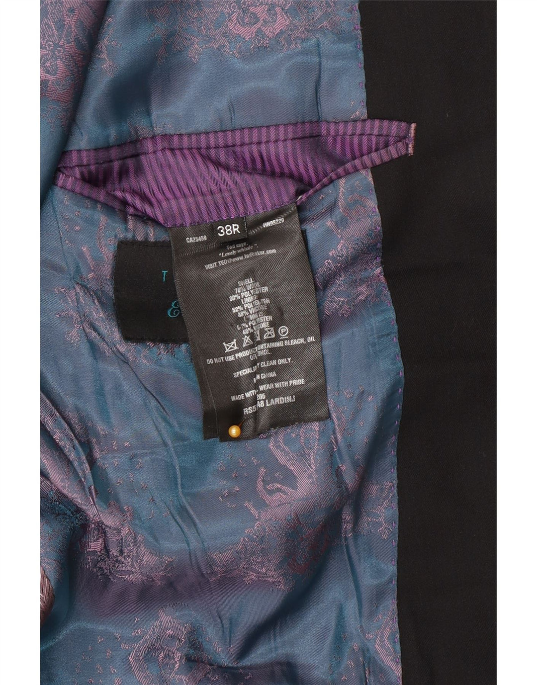 Ted Baker Herren-Blazer mit 2 Knöpfen, UK 38, mittelschwarze Wolle