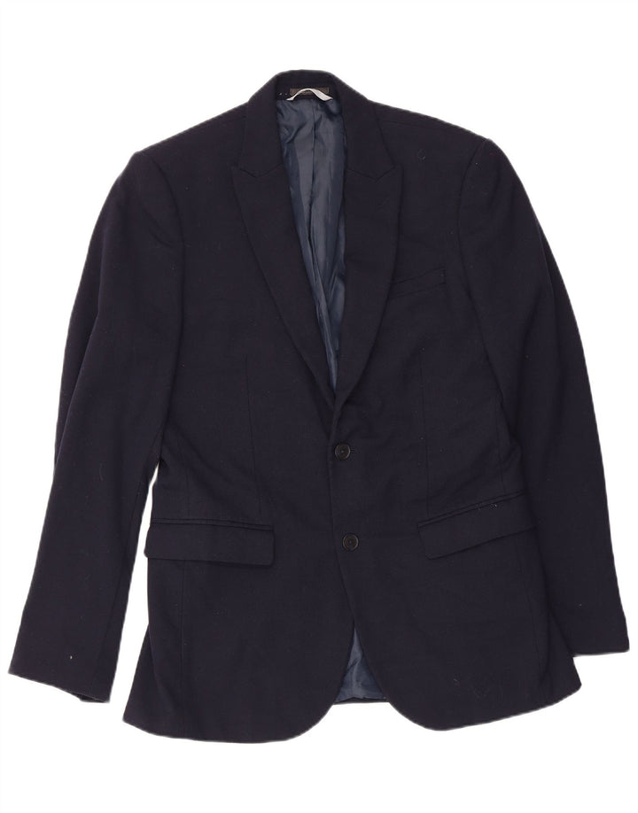 Marks & Spencer Herren-Blazer mit 2 Knöpfen, schmale Passform, UK 38, mittleres Marineblau