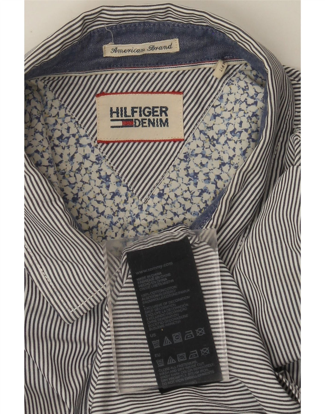 Tommy Hilfiger Herren Slim Fit Hemd aus mittelgrauer Nadelstreifen-Baumwolle