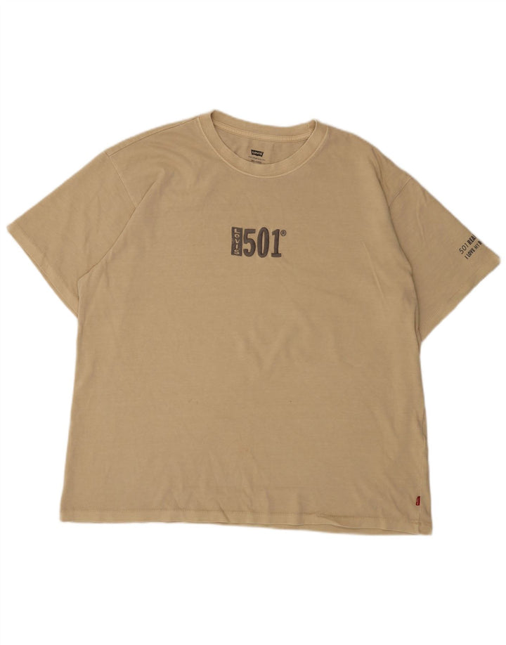 Levi's Herren-T-Shirt mit Grafik, Größe L, beige, Baumwolle