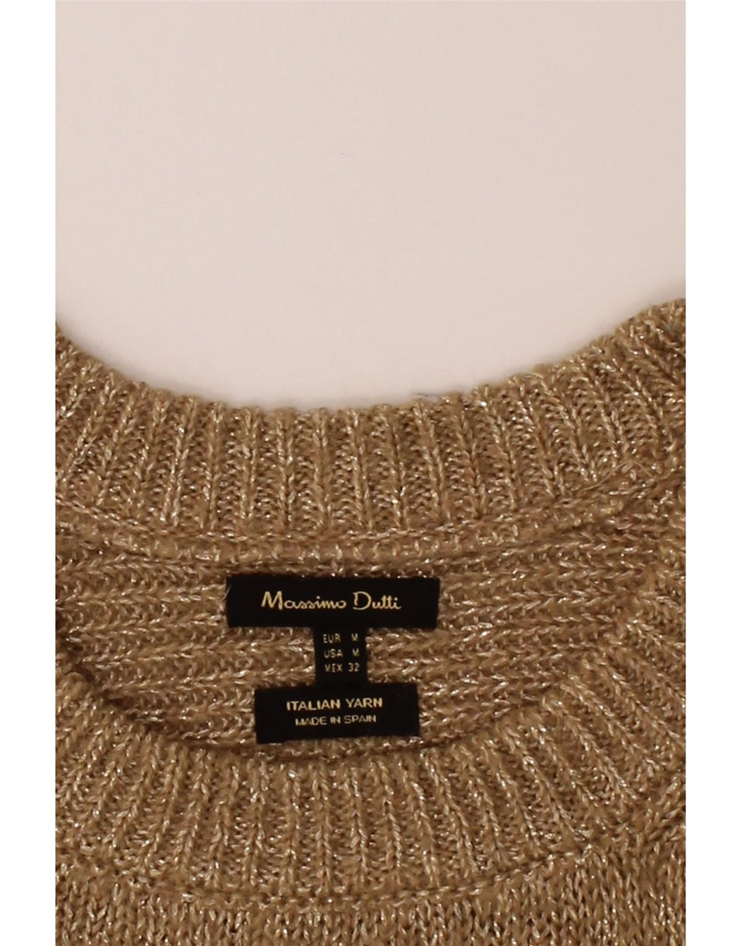 MASSIMO DUTTI Womens Crew Neck Jumper Sweater UK 14 Medium Brown Vintage Massimo Dutti and Second-Hand Massimo Dutti from Messina Hembry 