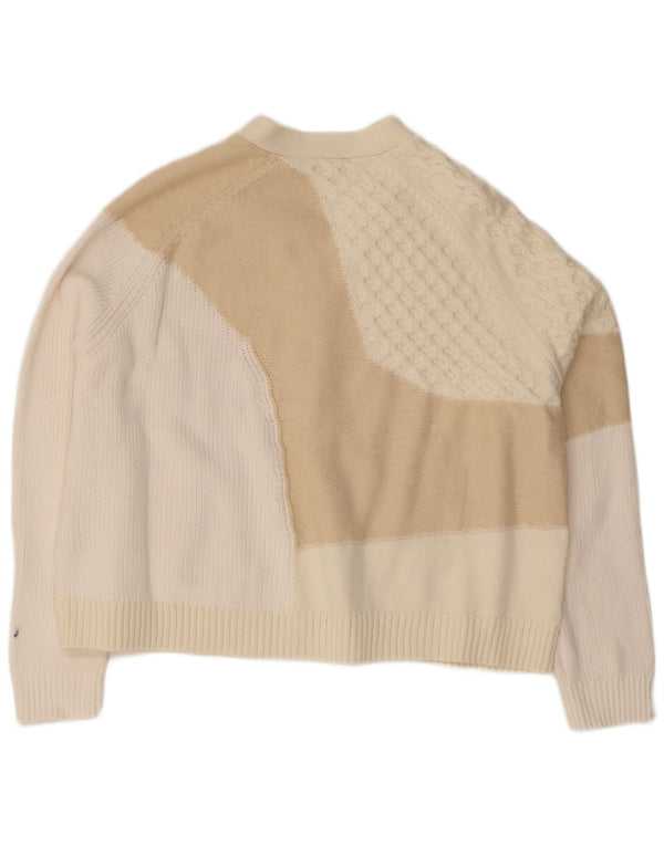 Cos Damen-Cardigan-Pullover UK 14 Mittelbeige Colourblock-Baumwolle