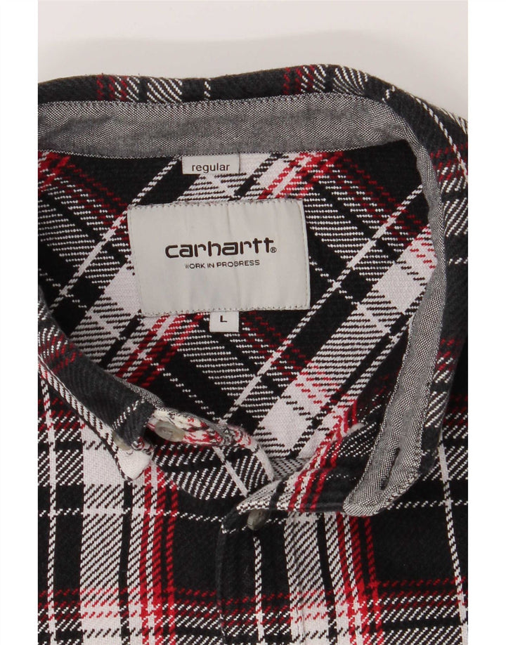 Carhartt Herren Worker Wear Flanellhemd mit normaler Passform, groß, schwarz kariert