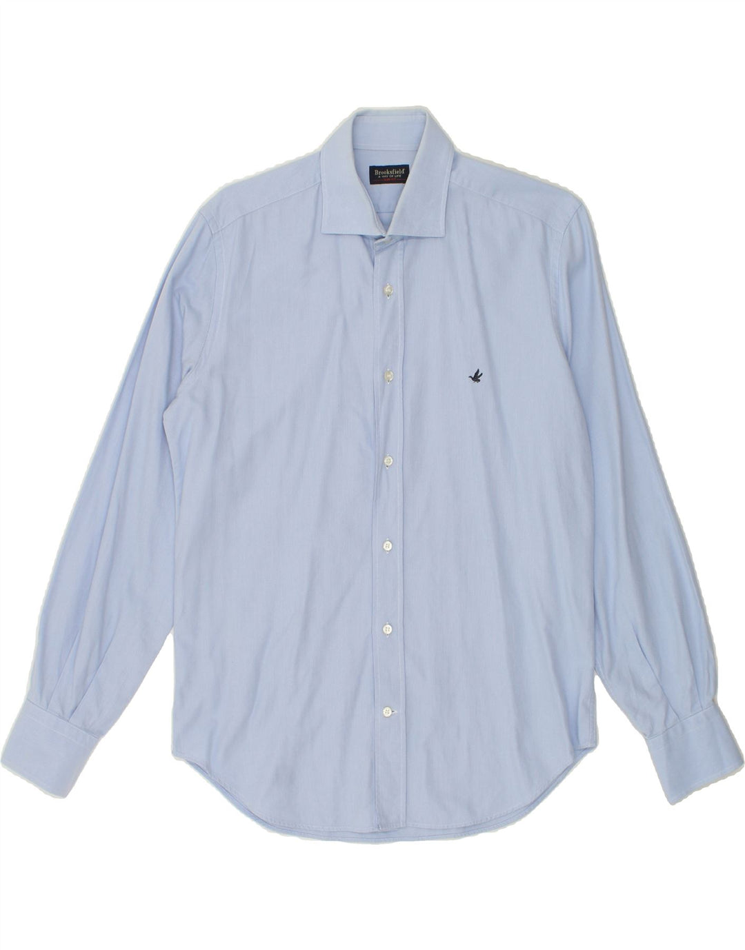 BROOKSFIELD Mens Slim Fit Shirt Size 39 Medium Blue Cotton Vintage Brooksfield and Second-Hand Brooksfield from Messina Hembry 