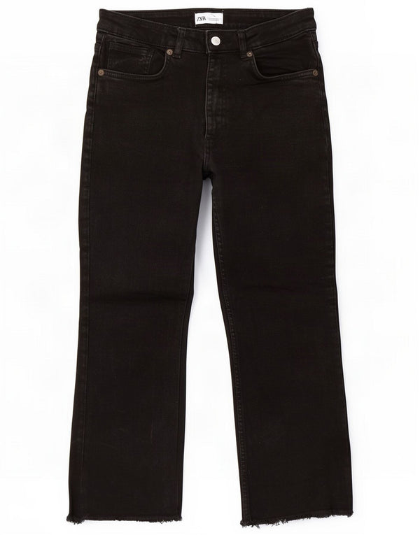 Zara Damen-Cropped-Jeans EU 42 Large W32 L25 Schwarz