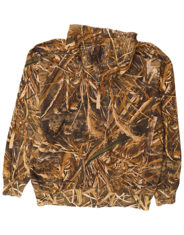 VINTAGE Herren-Kapuzenpullover mit Reißverschluss, 2XL, braunes Camouflage-Polyester