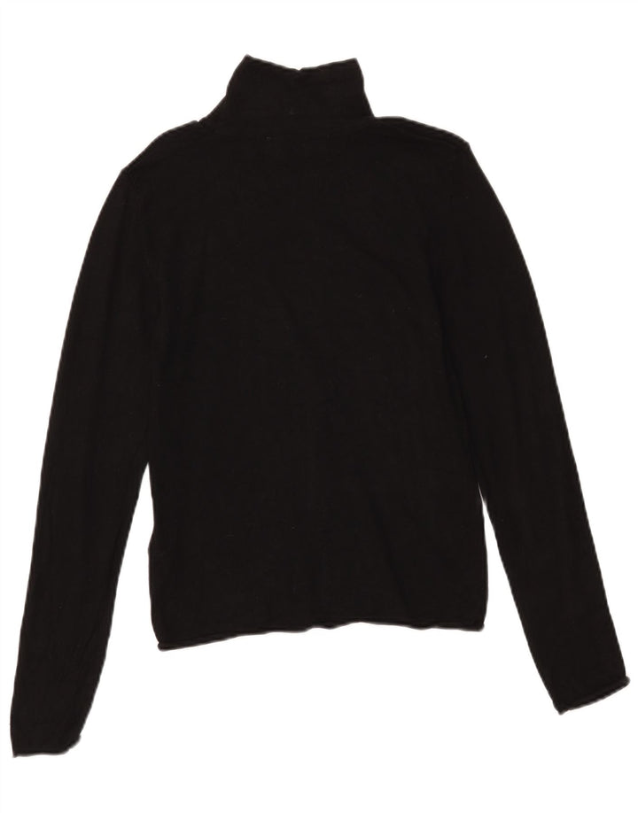 Zara Damen Rollkragenoberteil Langarm UK 12 Mittelschwarze Viskose