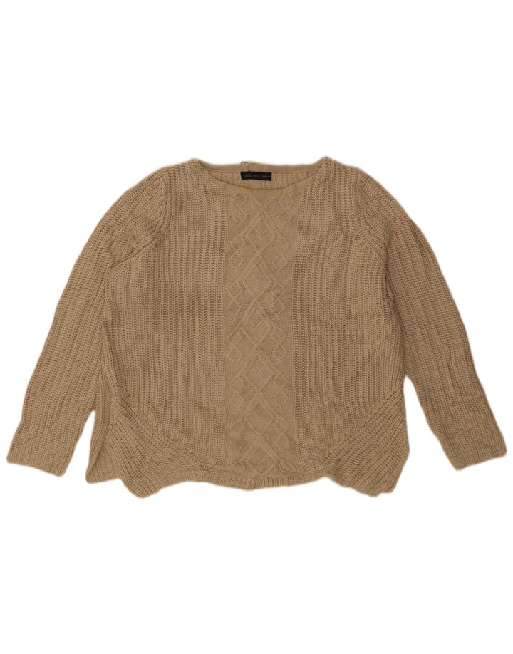 Marks & Spencer Damen-Pullover, übergroß, U-Boot-Ausschnitt, Gr. 14, Beige