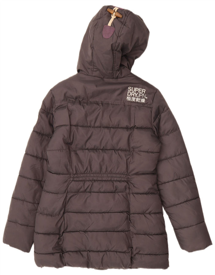 Superdry Herren-Kapuzen-Sherpa-gepolsterter Mantel, UK 10, Größe S, grau, Polyester