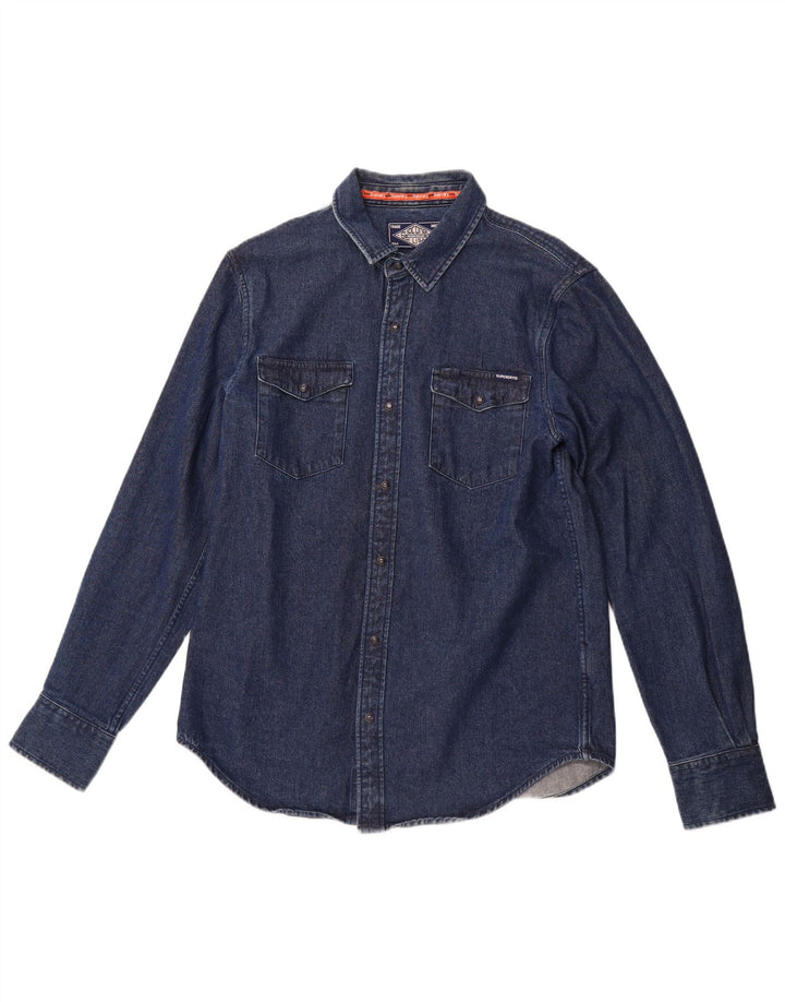 SUPERDRY Herren-Jeanshemd, große marineblaue Baumwolle