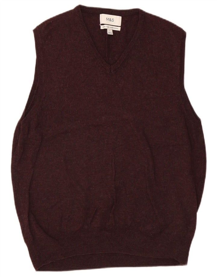 Marks & Spencer Herren-Weste, Tanktop, große braun gesprenkelte Wolle