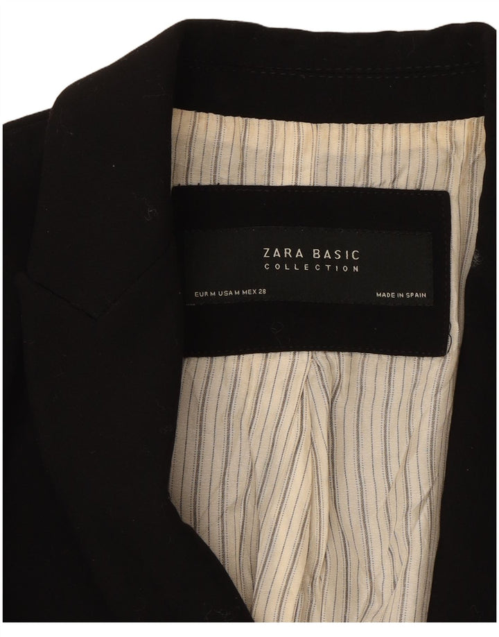 ZARA Womens 1 Button Blazer Jacket UK 12 Medium Black