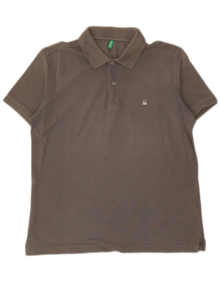 BENETTON Herren Poloshirt Mittelgrau