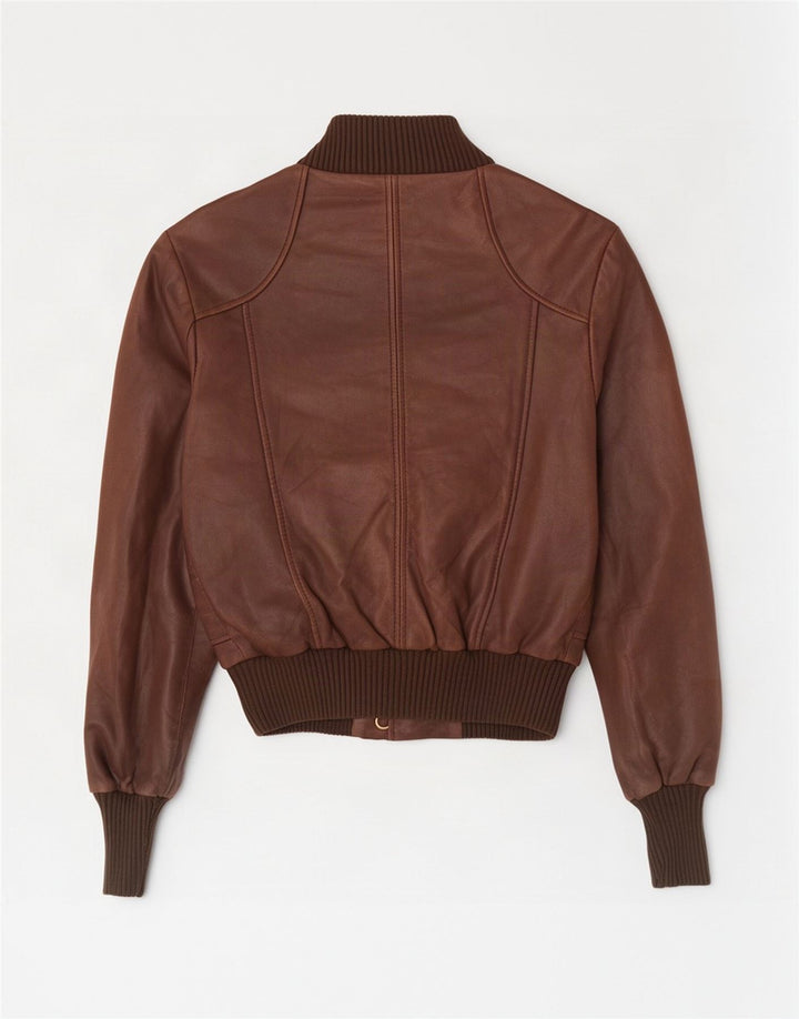 Oasis Damen Crop Lederjacke UK 6 XS Braun