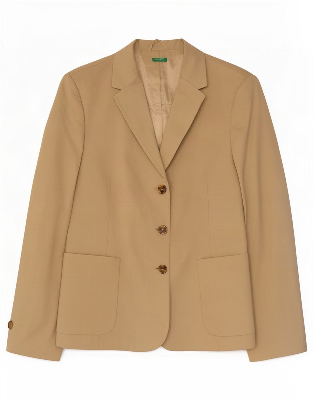 Benetton Damen 3-Knopf-Blazerjacke IT 48 XL Beige Baumwolle
