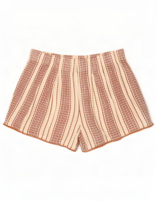 Marks & Spencer Freizeitshorts für Damen UK 14 Medium W32 Weiß gestreifte Viskose
