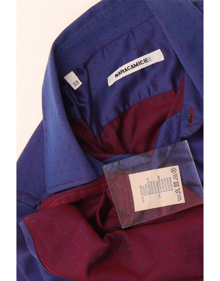 Naracamicie Herrenhemd XS blau gepunktete Baumwolle