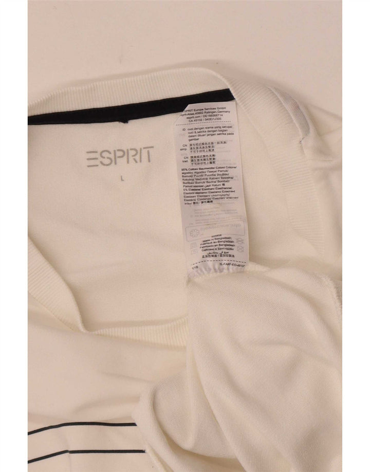 Esprit Damen-Sweatshirt-Pullover, UK 16, groß, weiß gestreift, Baumwolle