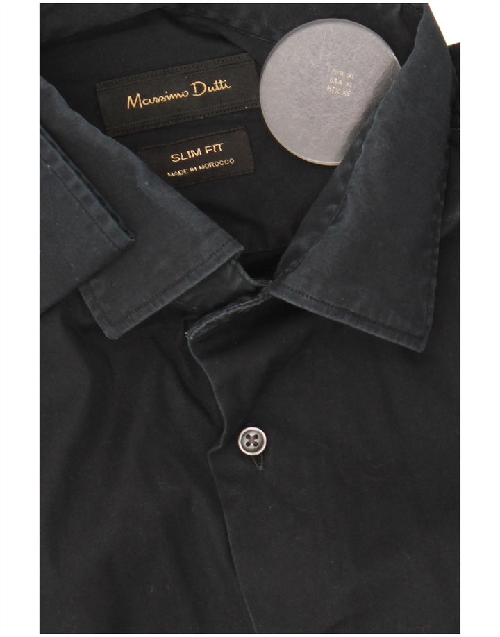 Massimo Dutti Herren Slim Fit Hemd XL Schwarz