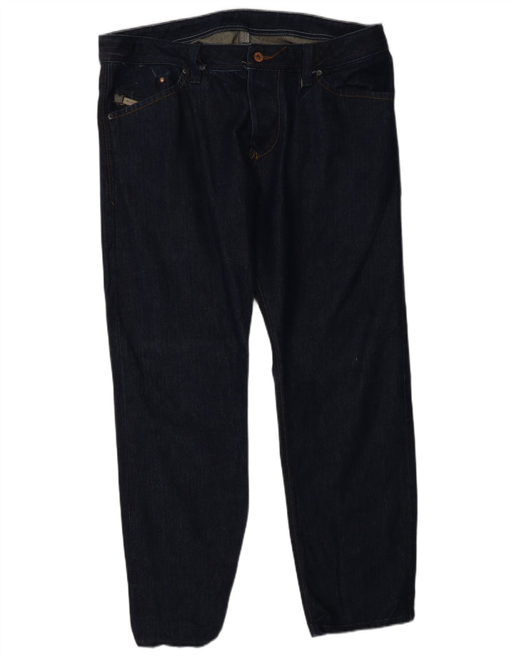 DIESEL Herren Straight Jeans W34 L28 Marineblaue Baumwolle