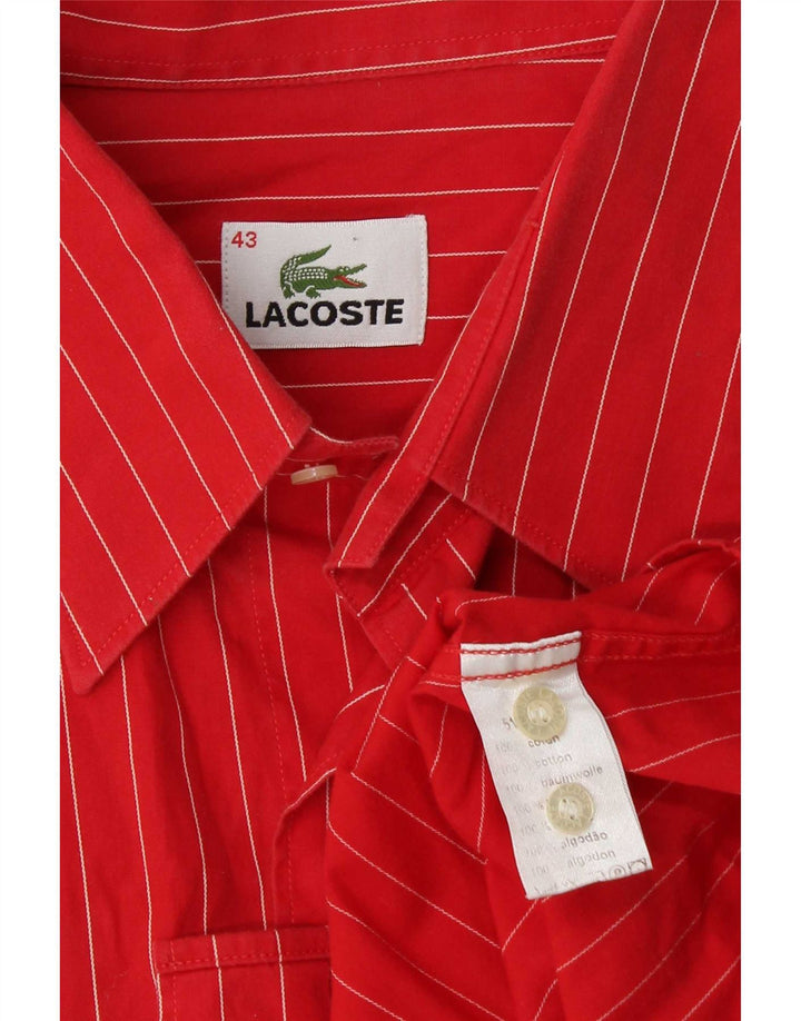 Lacoste Herrenhemd Größe 43 Große rot gestreifte Baumwolle