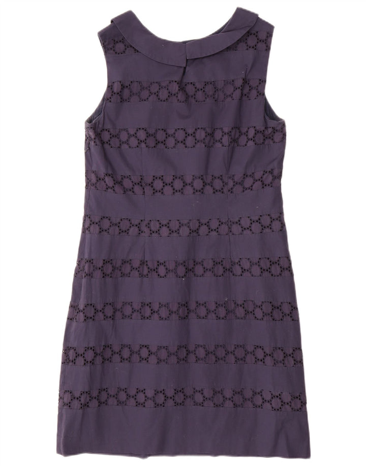 BODEN Womens Sleeveless Shift Dress UK 12 Medium Navy Blue Spotted Cotton