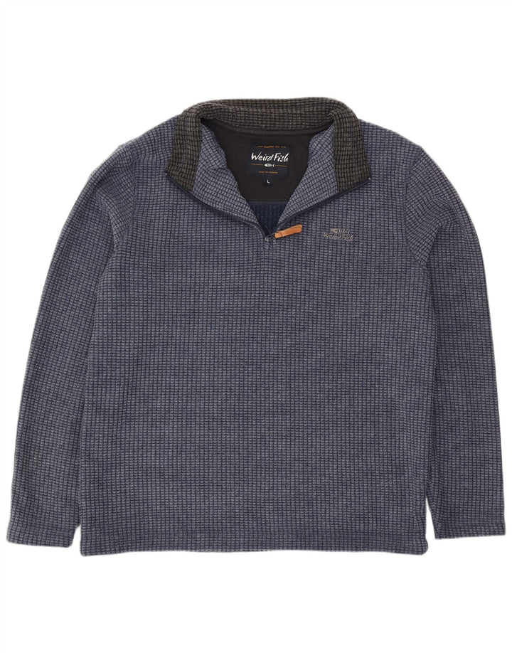 Weird Fish Herren-Fleecepullover mit Reißverschluss, groß, marineblaues Polyester