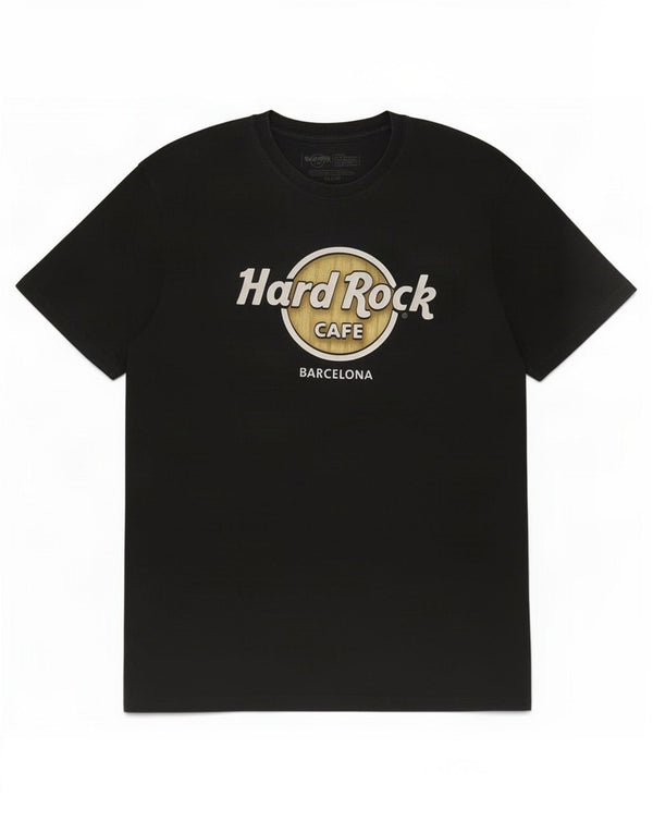Hard Rock Cafe Herren Barcelona Graphic T-Shirt Top Large Schwarz Baumwolle