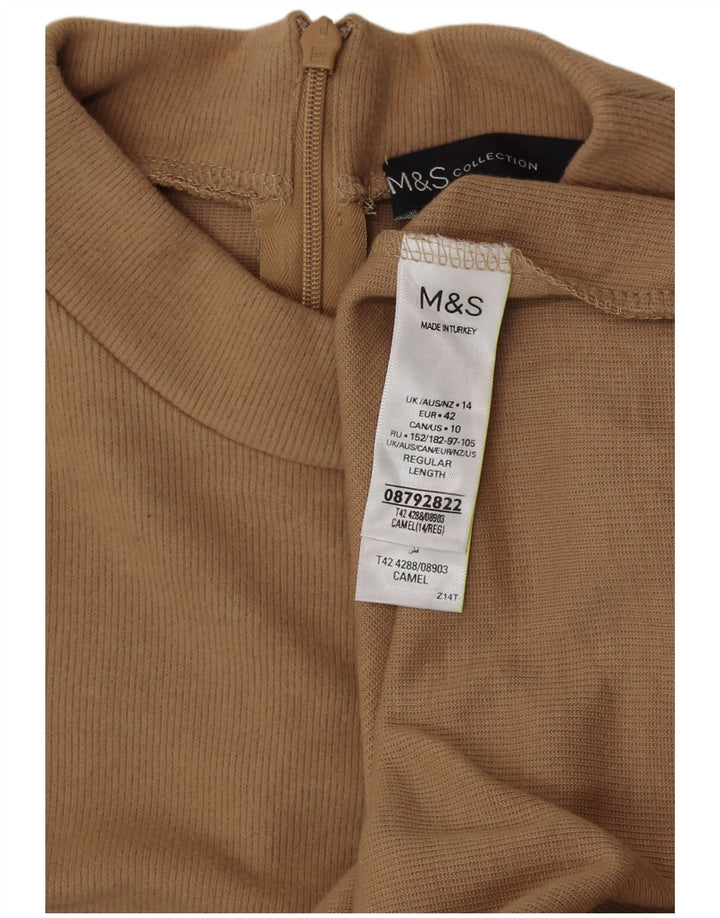 Marks & Spencer Damen Pulloverkleid UK 14 Medium Beige Polyester