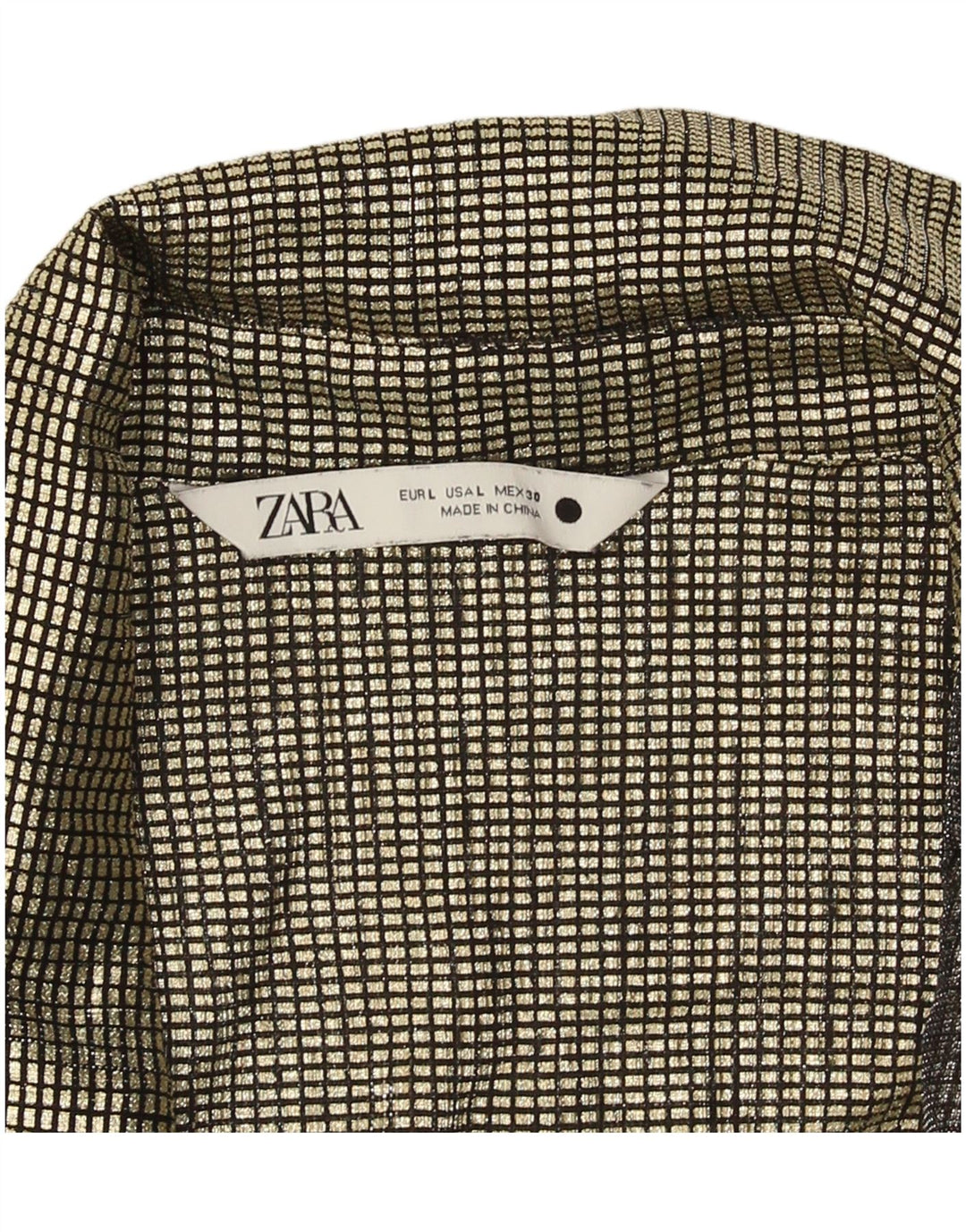Zara Damen Hemdbluse UK 14 Large Gold Gingham