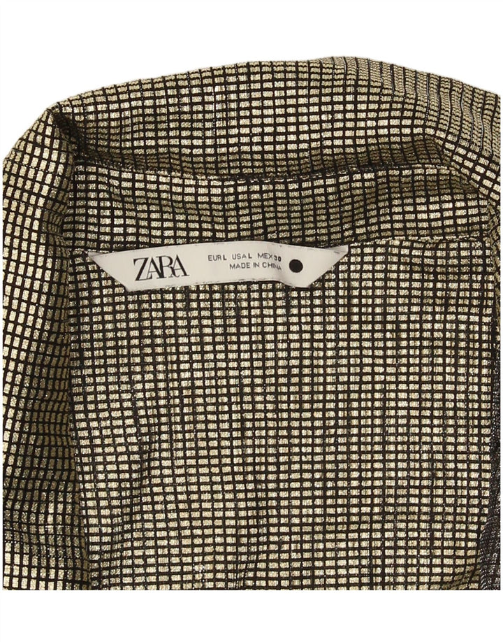 Zara Damen Hemdbluse UK 14 Large Gold Gingham