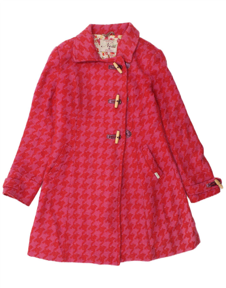 Ness Damen Dufflecoat UK 8 Small Rosa Hahnentrittwolle