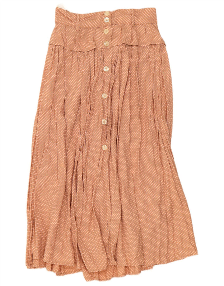 Vintage Damen Plissee Midirock W28 Mittelbraun gefleckt
