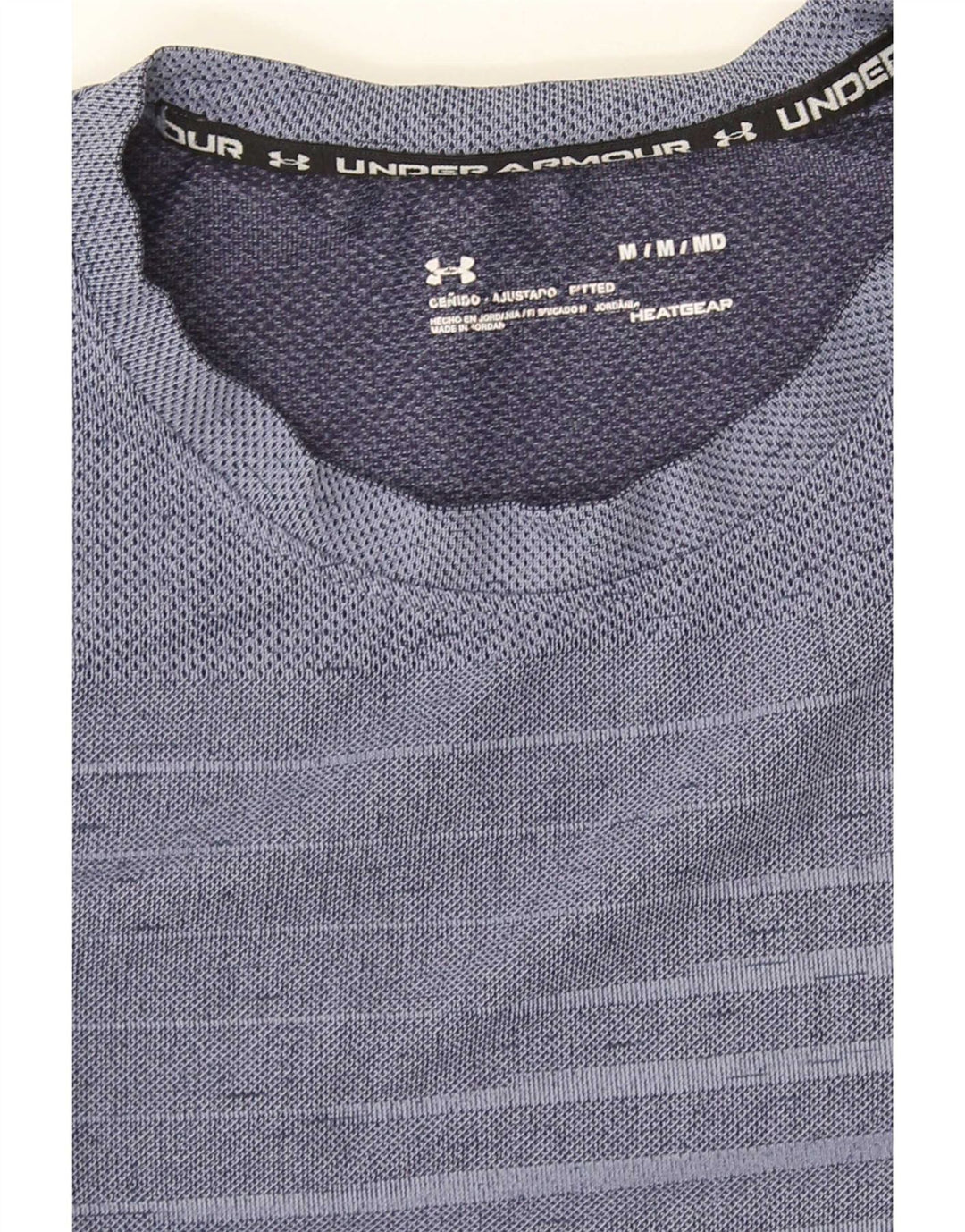 Under Armour Herren Heat Gear T-Shirt Top Mittelblau gestreift