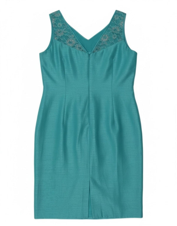 Jacques Vert Damen Ärmelloses Etuikleid UK 14 Mittelblaues Polyester