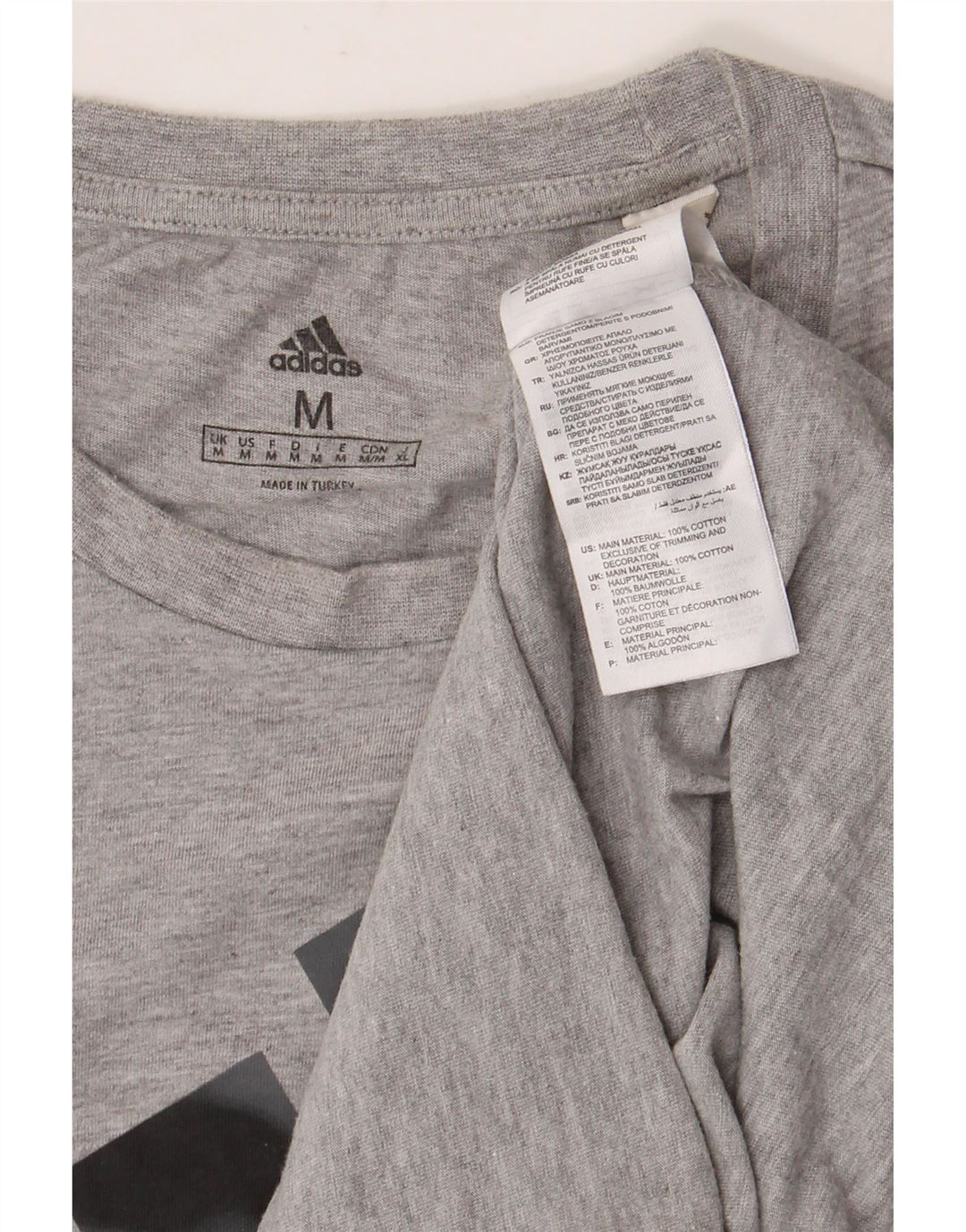 ADIDAS Herren Grafik-T-Shirt-Oberteil aus mittelgrau gesprenkelter Baumwolle