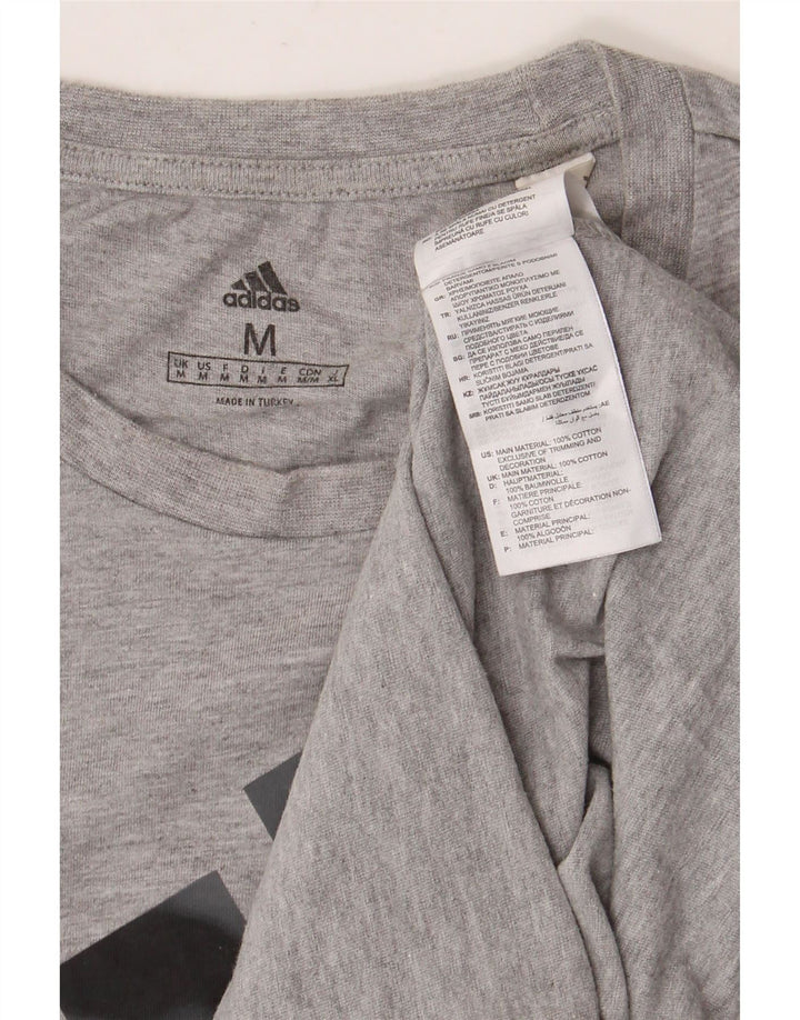 ADIDAS Herren Grafik-T-Shirt-Oberteil aus mittelgrau gesprenkelter Baumwolle