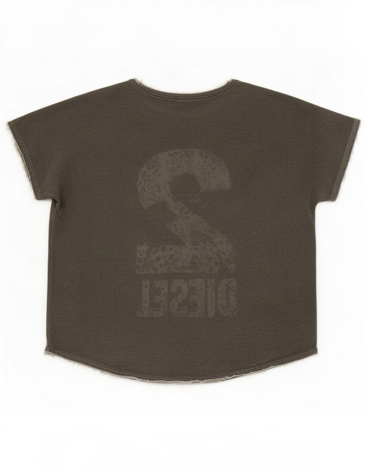 Diesel Damen-T-Shirt in Übergröße mit Grafik, UK 10, Größe S, grau, Viskose