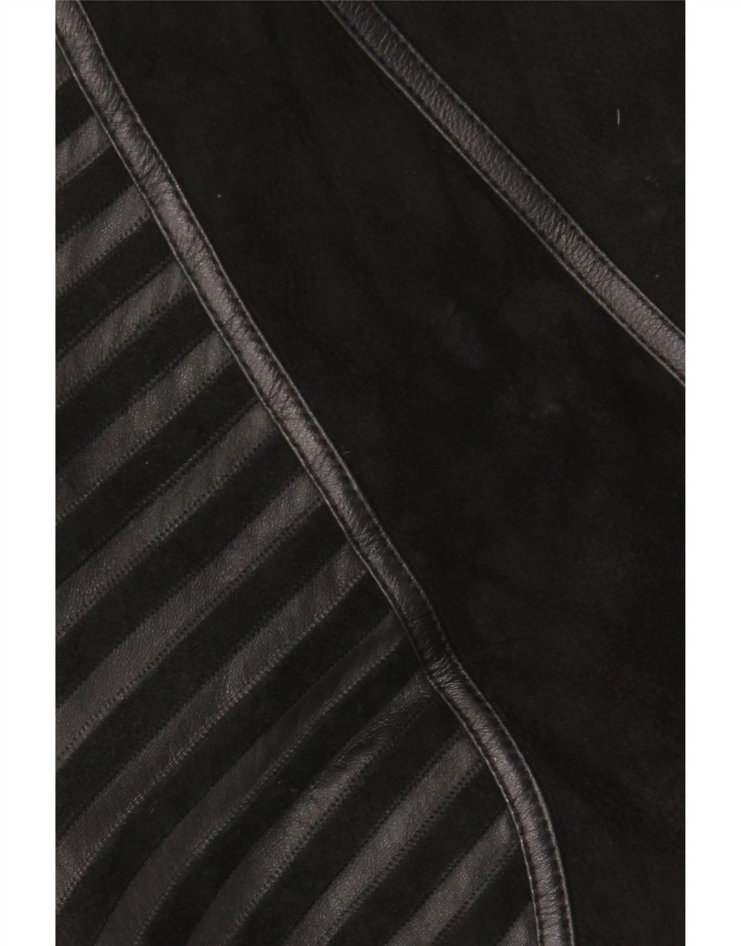 Vintage Damen Shearling Jacke UK 18 XL Schwarz gestreift Leder