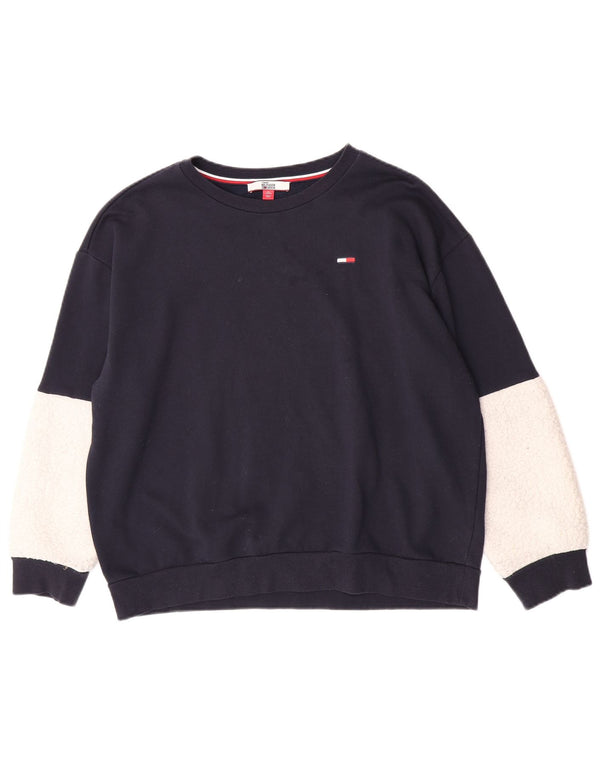 Tommy Hilfiger Damen-Sweatshirt-Pullover XL, Marineblau, Colourblock-Baumwolle
