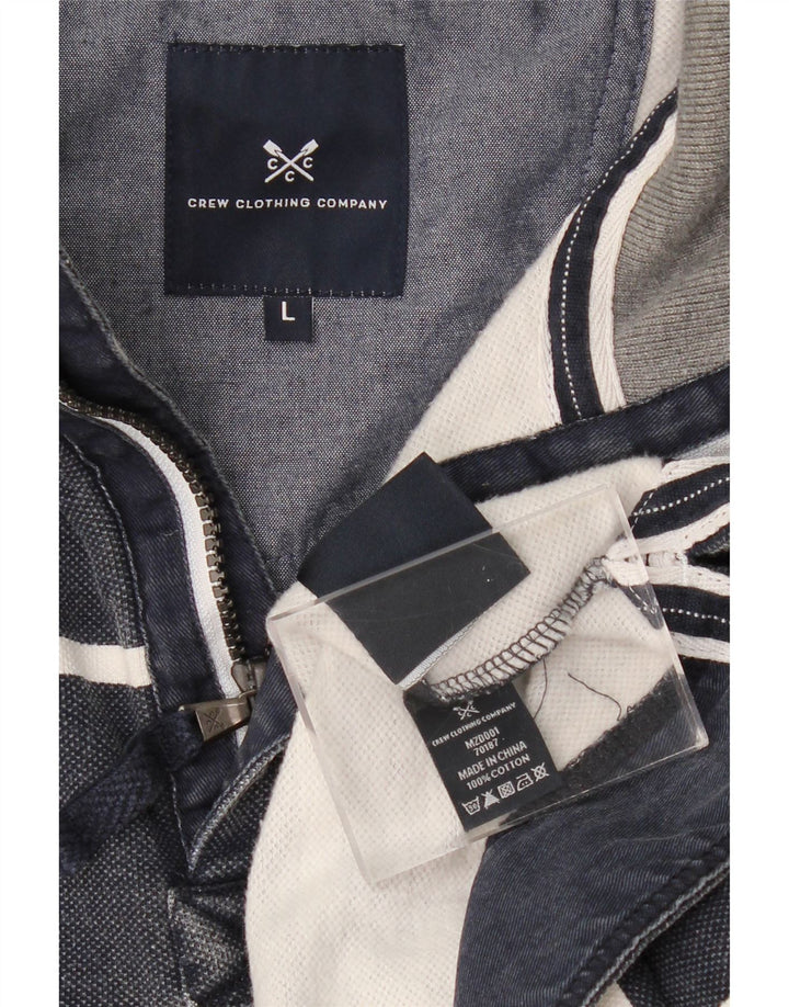 CREW CLOTHING Herren-Sweatshirt mit Reißverschluss am Hals, groß, Marineblau gestreift