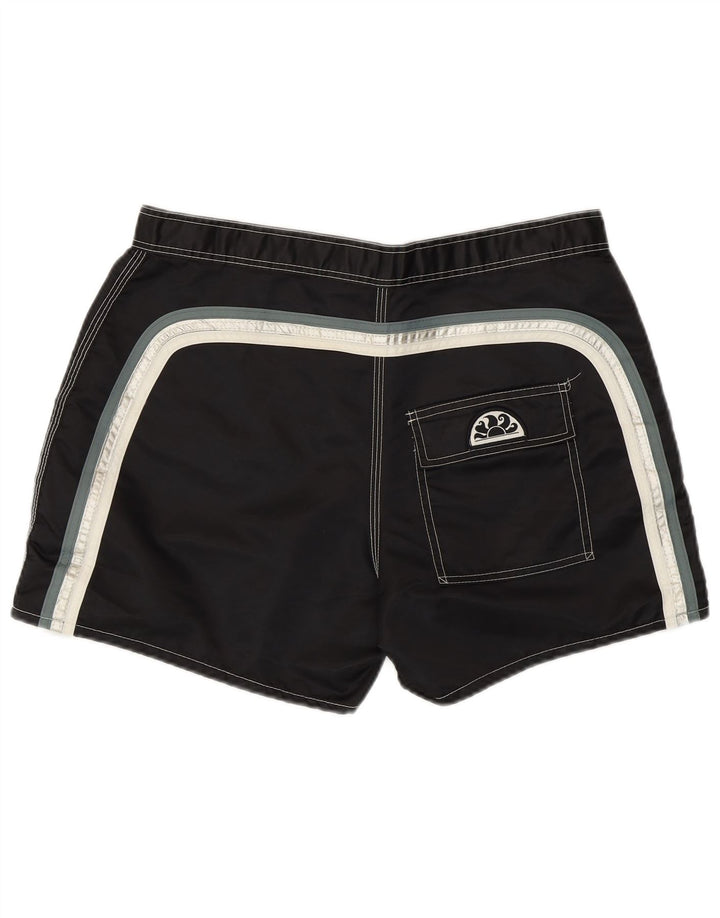 Sundek Herren-Badeshorts, mittelgroß, schwarz, gestreift, Strand